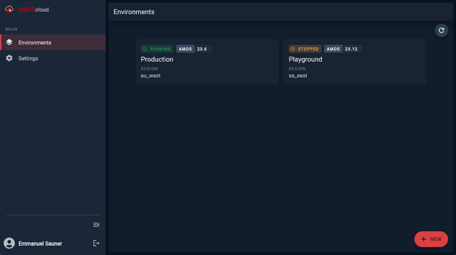 AMOS cloud platform screenshot